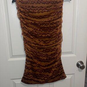 Orange multi tone midi skirt